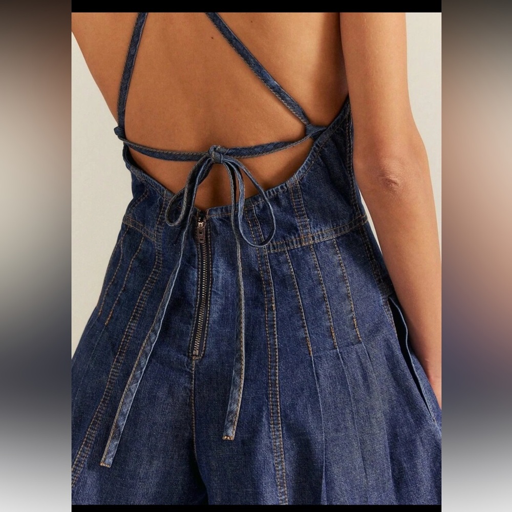 Spaghetti Strap Denim Romper - Picture 4 of 10